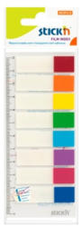 STICK'N Index autoadeziv plastic transparent, margine color, 45x12 mm, 8 culori neon+rigla, STICK'N