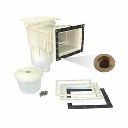 IML Szkimmer 17, 5 l standard szájnyílással, hosszú nyakkal és négyzet alakú tetővel, sárgaréz dugókkal, fehér, fóliás medencékhez