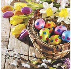 Szalvéta Húsvét - Színes húsvéti tojások virágokkal (SZ3335-SDL086200)
