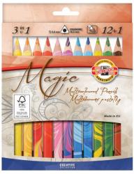 KOH-I-NOOR Set 12 creioane colorate triunghiulare KOH-I-NOOR MAGIC JUMBO + blender