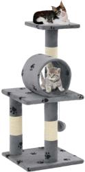 vidaXL Ansamblu pisici, stâlpi funie sisal, 65 cm imprimeu lăbuțe, gri (170597)