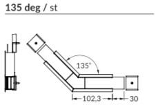 Topmet LED profil VARIO30-07 sarokidom síkban forduló 135°-os (fehér) (V4820001s)