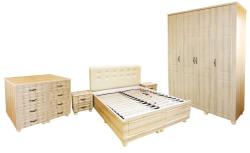 Spectral Mobila Dormitor Dynasty MDF Sonoma cu pat pentru saltea 140x200 cm