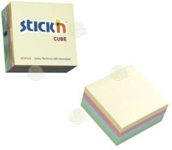 Hopax Notes adeziv cub color, 76x76 mm, 400 file, Stick'n - 4 culori pastel (HO-21013)
