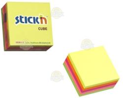 Hopax Notes adeziv cub color, 51x51 mm, 250 file, Stick'n - 5 culori fluorescente (HO-21203)