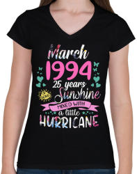 printfashion Születésnap 1994 Március - Napfény egy kis hurrikánnal! - Női V-nyakú póló - Fekete (1168726)