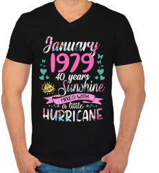 printfashion Birthday january 1979 sunshine mixed hurricane - Férfi V-nyakú póló - Fekete (1169053)
