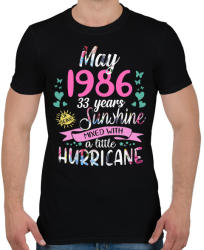 printfashion Születésnap 1986 Május - Napfény egy kis hurrikánnal! - Férfi póló - Fekete (1168295)
