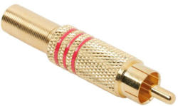 RCA dugó, aranyozott, max. 6 mm-es kábelhez, piros, 10 db / csomag (05084PI)