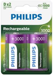 Philips R20B2A300/10 - 2 db tölthető elem D MULTILIFE NiMH/1, 2V/3000 mAh Phil-R20B2A300/10 (P2244)