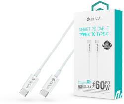 DEVIA USB Type-C - USB Type-C adat- és töltőkábel 1, 2 m-es vezetékkel - Devia Smart PD Cable for Type-C - 60W - fehér - nextelshop
