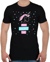 printfashion Dilis unikornis csaj - Férfi póló - Fekete (1193166)