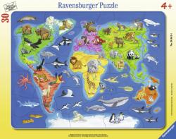 Ravensburger Harta Lumii cu animale - 30 Piese (06641)