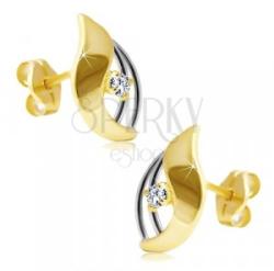 Ekszer Eshop Gyémánt fülbevaló 14K aranyból - átlátszó gyémánt kétszínű csepp formában