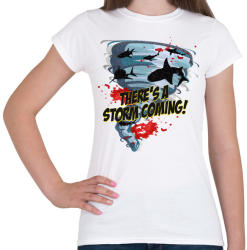 printfashion Shark tornádó - Női póló - Fehér (1199569)