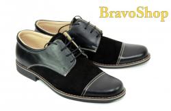 Rovi Design Pantofi negri barbati casual-eleganti din piele naturala - Made in Romania (LUX75)