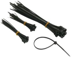 Műanyag kábelkötegelő, fekete, 200x4, 8 mm, 100 db/csomag