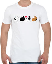 printfashion Francia bulldog kiskutyák - Férfi póló - Fehér (1214800)