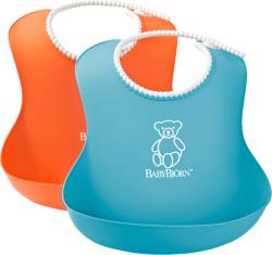BabyBjörn Set 2 bavete Soft Bib, Orange/Turquoise Bavata