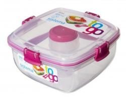 Sistema Plastics Cutie alimente cu bol dressing si tacamuri din plastic Sistema Salad To Go 1.1L (21356)