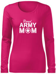 DRAGOWA Slim tricou de damă cu mânecă lungă army mom, roz 160g/m2