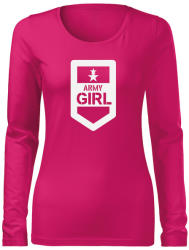 DRAGOWA Slim tricou de damă cu mânecă lungă army girl, roz 160g/m2
