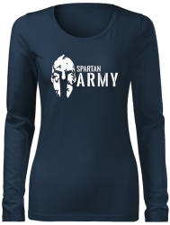 DRAGOWA Slim tricou de damă cu mânecă lungă spartan army, albastru închis 160g/m2