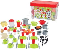 Ecoiffier Set de veselă cu mixer în cutie de depozitare 100% Chef Ecoiffier 70 de accesorii cu alimente de la 18 luni (ECO2598)