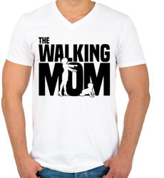 printfashion The Walking Mom - Férfi V-nyakú póló - Fehér (1237988)