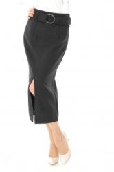RohBoutique Fusta midi, neagra, stil creion, ROH - FR432