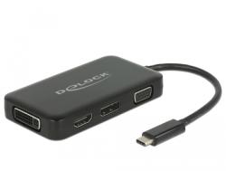 Delock 63929 USB-C apa - (VGA + HDMI + DVI + DisplayPort) anya Adapter - Fekete (63929)