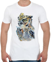 printfashion Painted Owl - Férfi póló - Fehér (1249572)