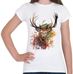 printfashion Painted Deer - Női póló - Fehér (1247000)