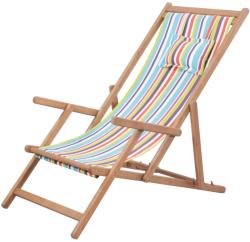 vidaXL Scaun de plajă pliabil, multicolor, textil și cadru din lemn (43998) - vidaxl