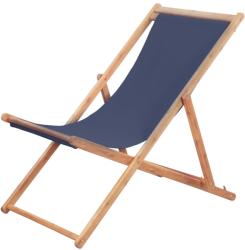 vidaXL Scaun de plajă pliabil, albastru, textil și cadru din lemn (44000) - vidaxl