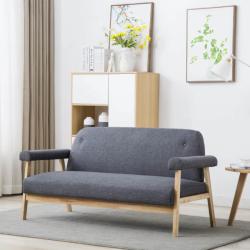 vidaXL Canapea cu 3 locuri, gri închis, material textil (246647) Canapea
