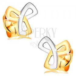 Ekszer Eshop 14K arany fülbevaló - háromágú kelta csomó kombinált aranyból, stekkerek
