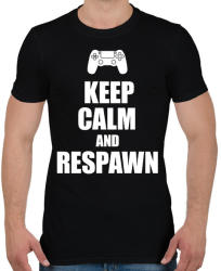 printfashion Keep calm and respawn - Férfi póló - Fekete (1279787)