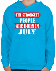 printfashion A legerősebb emberek júliusban születnek - Gyerek kapucnis pulóver - Azúrkék (1284008)