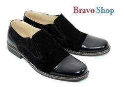 Rovi Design Pantofi negri barbati casual-eleganti din piele naturala - Made in Romania (LUX77)
