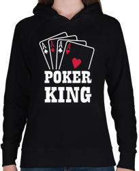 printfashion Póker king - Női kapucnis pulóver - Fekete (1304363)