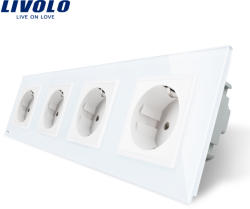 LIVOLO Priza cvadrupla Livolo cu rama din sticla