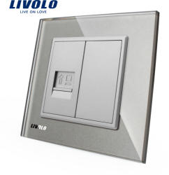 LIVOLO Priza internet Livolo cu rama din sticla - culoare gri