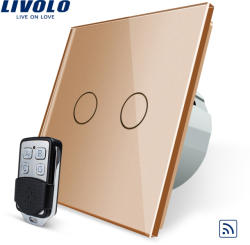 LIVOLO Intrerupator LIVOLO cu touch dublu wireless telecomanda inclusa - culoare auriu