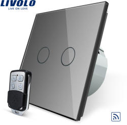 LIVOLO Intrerupator LIVOLO cu touch dublu wireless telecomanda inclusa - culoare gri