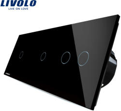 LIVOLO Intrerupator cu touch simplu+simplu+dublu LIVOLO din sticla - culoare negru
