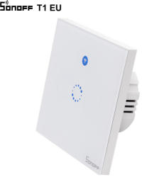 SONOFF Intrerupator simplu cu touch Sonoff T1EU1C, Wi-Fi + RF, Control de pe telefonul mobil