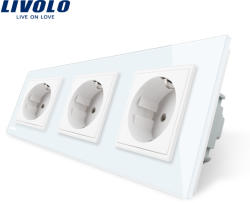 LIVOLO Priza tripla Livolo cu rama din sticla