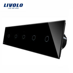 LIVOLO Intrerupator LIVOLO cu touch din sticla cu 5 intrerupatoare simple - culoare negru