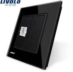 LIVOLO Priza simpla HDMI Livolo cu rama din sticla - culoare negru